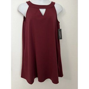 NEW Sharagano  Women’s Swing Dress Sleeveless Burgundy Red Size 12 Fall Holiday